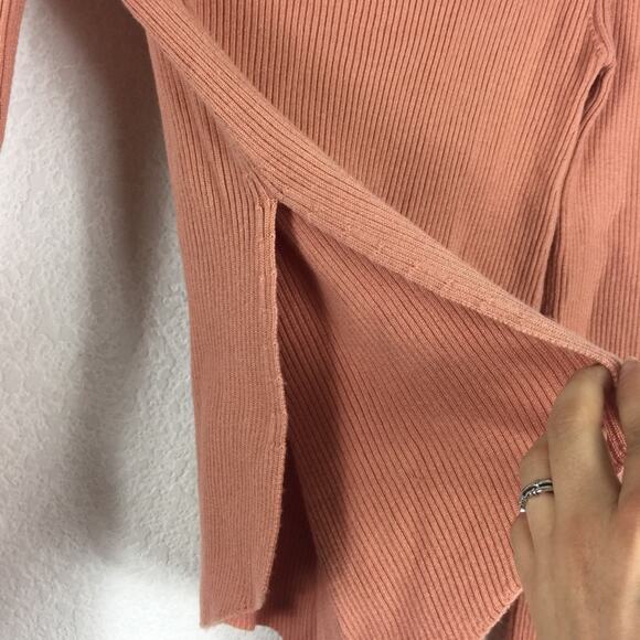 Zara Pink Ribbed Turtleneck Asymmetric Hem Mock Neck Sweater Small - Picture 6 of 10